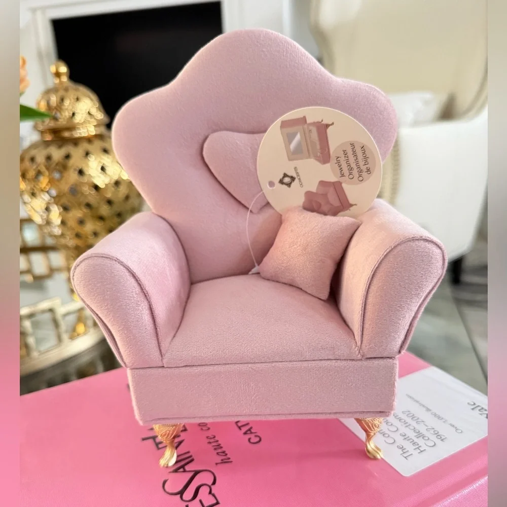 New Velvet Pink Arm Chair Jewelry Box